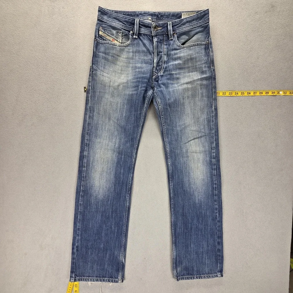 Diesel Jeans Mens 30x32 Blue Larkee Regular Straight Med Wash Button Fly 0074G